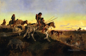 Buscando nuevos cotos de caza 1891 Charles Marion Russell Indios Americanos Pinturas al óleo